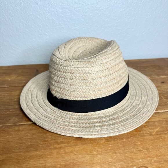 NEW Madewell tan woven paper wide brim fedora hat size M/L - Picture 6 of 8